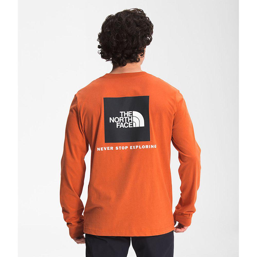 The North Face Long Sleeve Box Nse Ανδρικα Μπλούζα Με Μακρύ Μανίκι - Πορτοκαλι (GTBU10569)